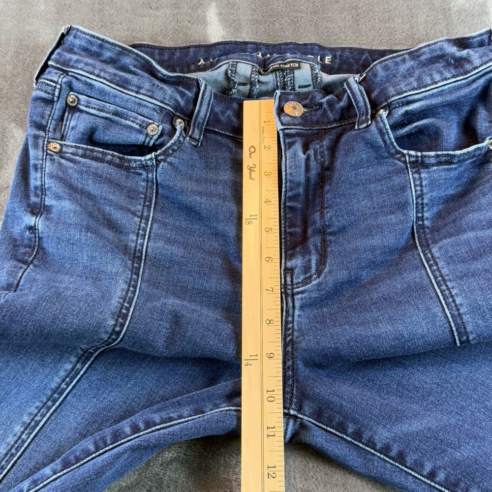 American Eagle Women's Jeans Size 12 Festival Flare Split Hem High Rise Stretch - Picture 7 of 10